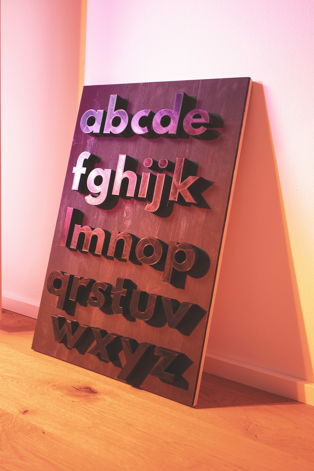 3D printed League Spartan typeface lowercase